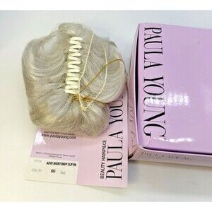 Paula Young A2161 Short Wavy Clip On Pony Wig Color 60 White New